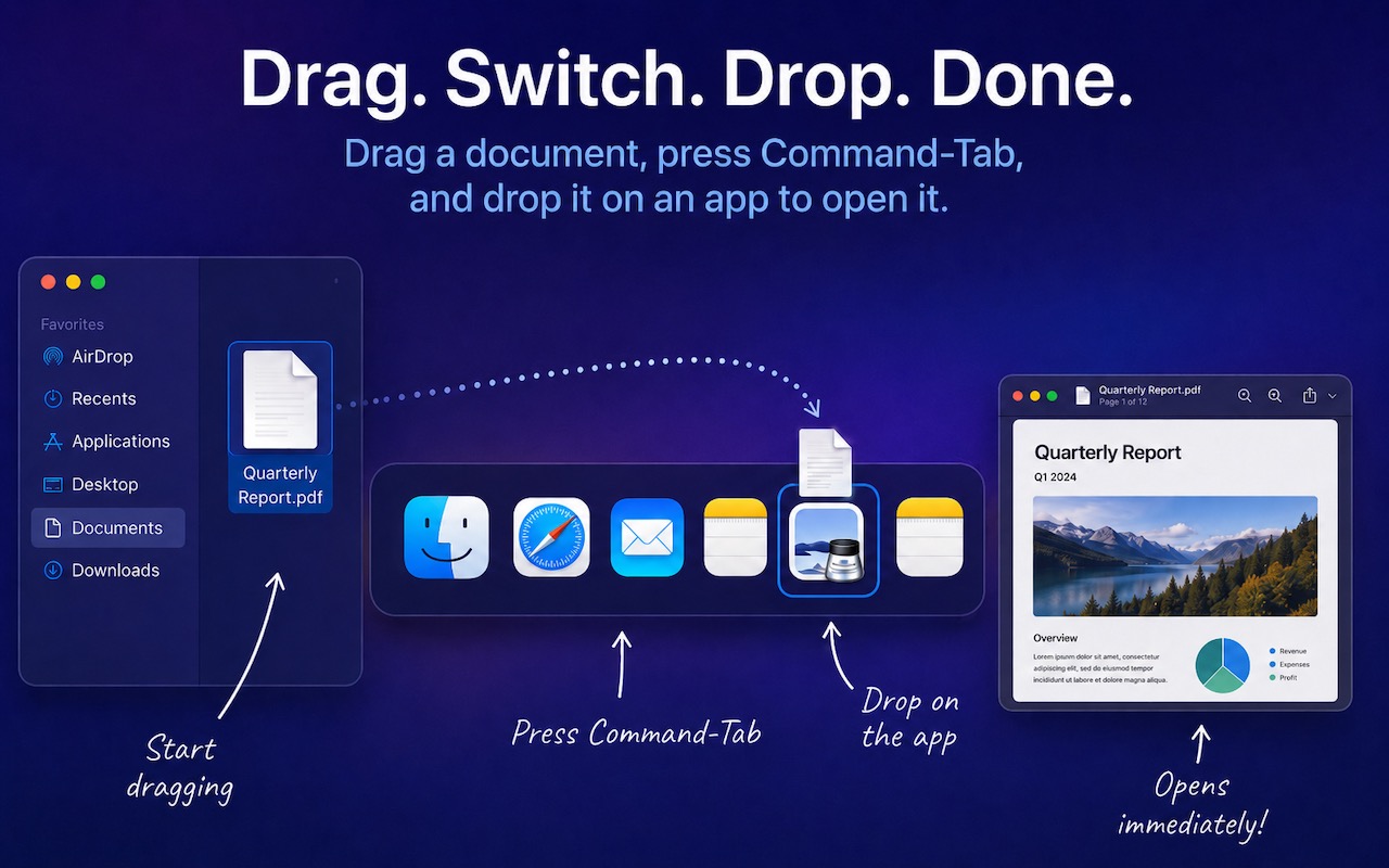 Featured image for “Drag Documents to Apps in the macOS App Switcher”